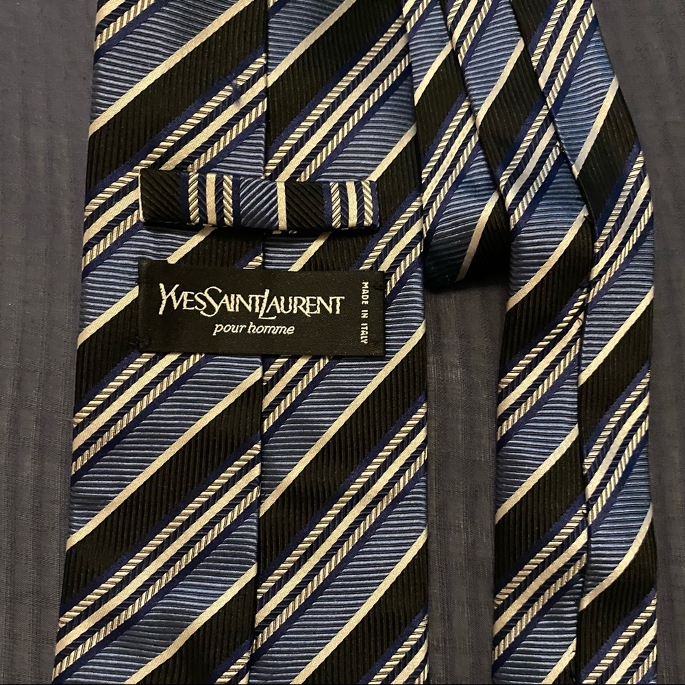 Yves saint laurent authentic mens silk tie blue